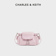 CHARLES&KEITH25秋新款CK2-60782702油蜡皮菱格腋下双肩包机车包