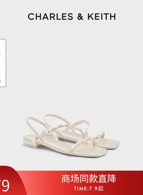 CHARLES&KEITH26夏季新款CK1-70580295简约细带亮片平底露趾凉鞋