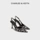 60280477漆皮尖头斑马纹高跟凉鞋 CHARLES&KEITH秋冬女鞋 CK1 女
