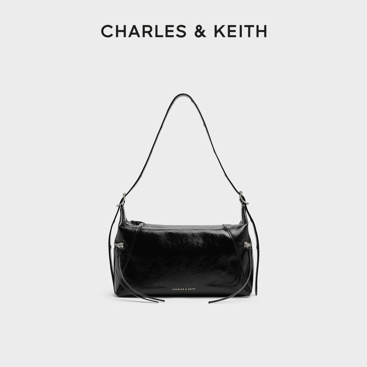 CHARLES&KEITH女包CK2-40782413柔软拉链hobo单肩腋下包机车包