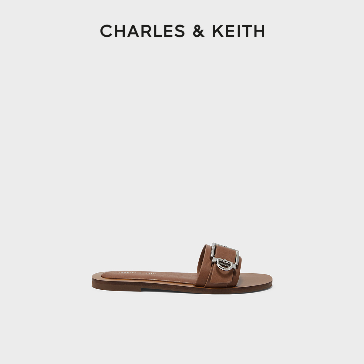 CHARLES&KEITH平底金属扣饰拖鞋