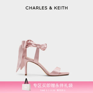 【母亲节礼物】CHARLES&KEITH新款CK1-61720177一字带缎面高跟鞋