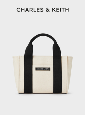 CHARLES&KEITH秋冬女包CK2-30782392简约中号帆布手提单肩托特包