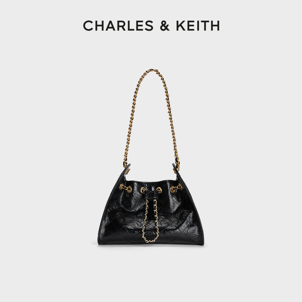CHARLES&KEITH女CK2-10671894菱格链条水桶包斜挎包 - 实物图