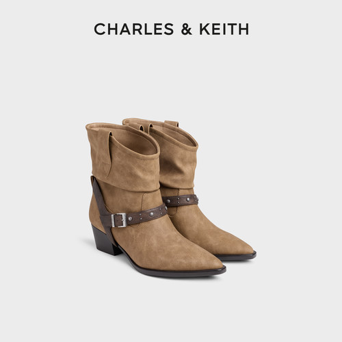 复古高跟西部靴CHARLES＆KEITH