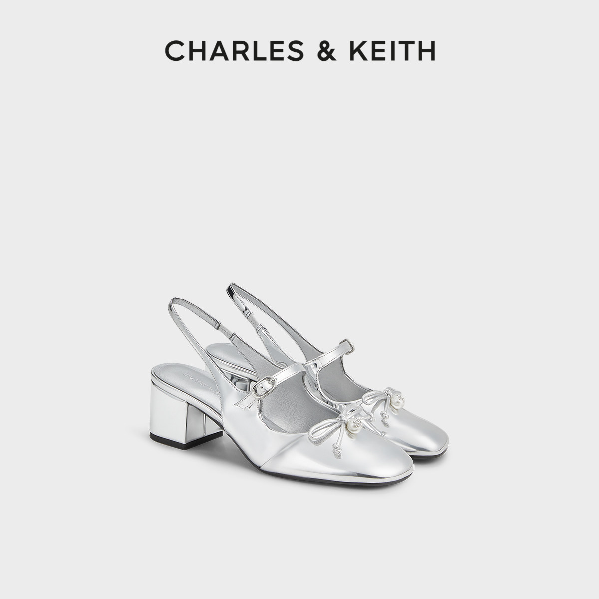 CHARLES&KEITH秋季女鞋CK1-60361558蝴蝶结粗跟凉鞋玛丽珍鞋图片
