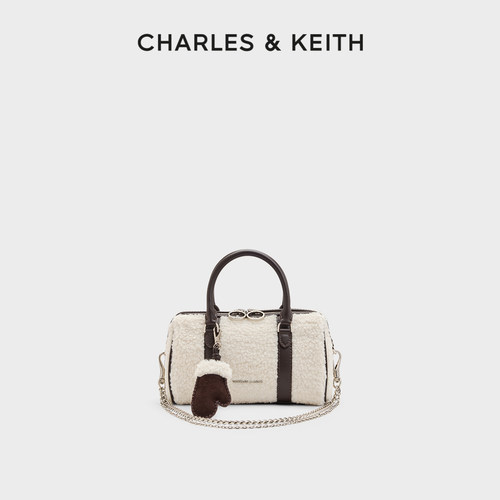 复古毛绒波士顿包CHARLES＆KEITH