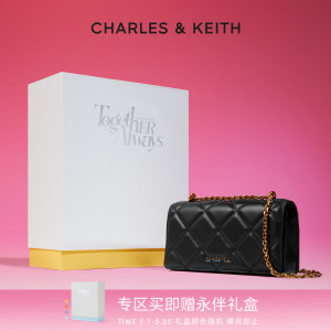 CHARLES＆KEITH油画菱格链条包