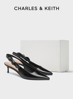 CHARLES&KEITH25冬季新款SL1-60280495气质尖头蝴蝶结高跟鞋凉鞋