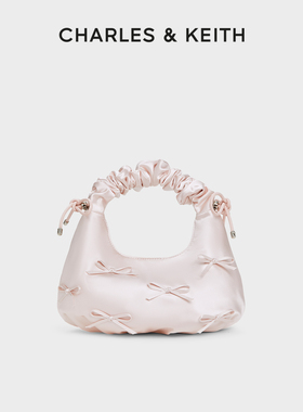 CHARLES&KEITH秋冬女包CK2-40151496蝴蝶结褶皱手提斜挎小方包女