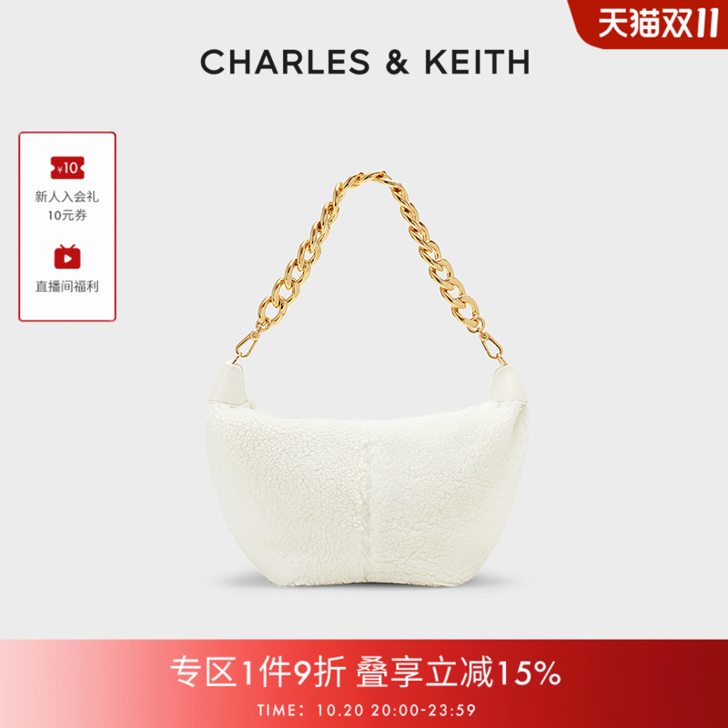 CHARLES＆KEITH秋冬女包CK2-40781925小号柔软粗链条单肩托特包女