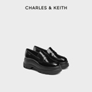 一脚蹬单鞋 CHARLES&KEITH25冬季 70381161圆头厚底乐福鞋 CK1 新款