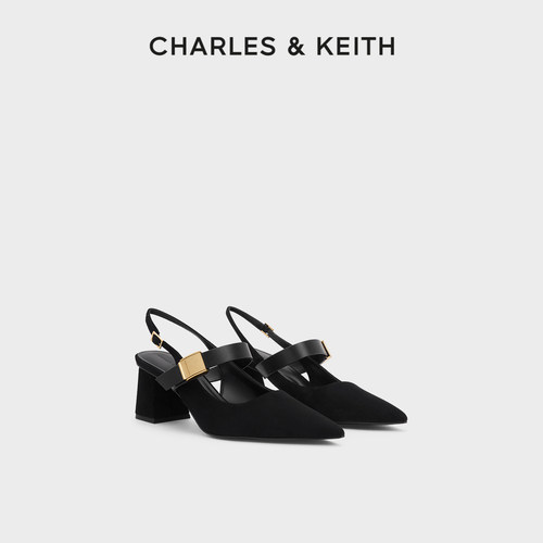 CHARLESKEITH高跟尖头金属扣凉鞋