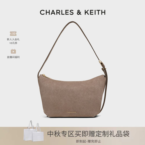 复古绒面腋下包CHARLES＆KEITH