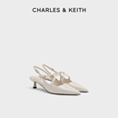 CHARLES＆KEITH25秋新款 CK1 61720233气质尖头蝴蝶结高跟凉鞋 婚鞋