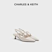 CHARLES＆KEITH25秋新款 婚鞋 CK1 61720233气质尖头蝴蝶结高跟凉鞋