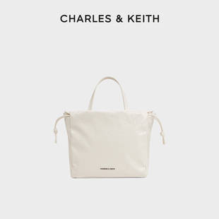 CHARLES&KEITH秋冬女包CK2 30151421柔软抽绳手提单肩托特包女
