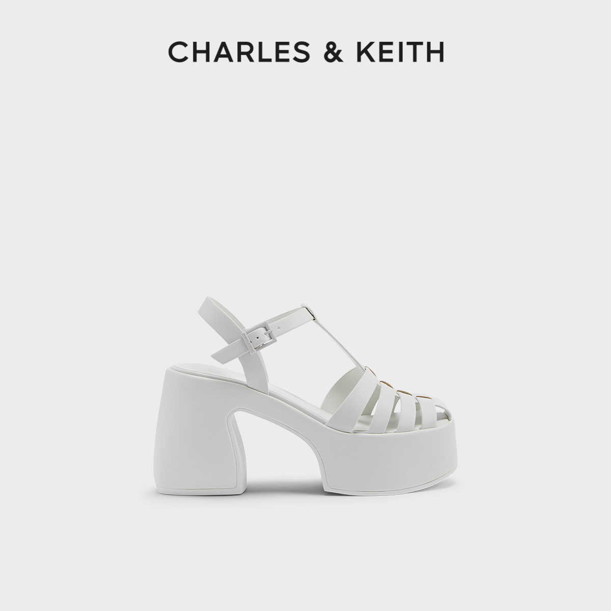 CHARLES&KEITH春夏女鞋CK1-80920025简约粗跟厚底罗马凉鞋女 女鞋 罗马凉鞋 原图主图