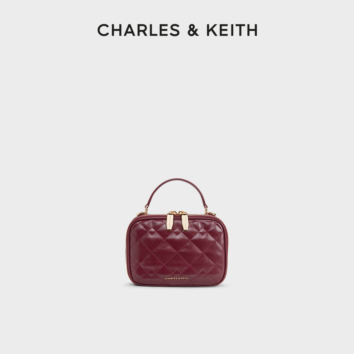 CHARLESKEITH复古菱格链条相机包