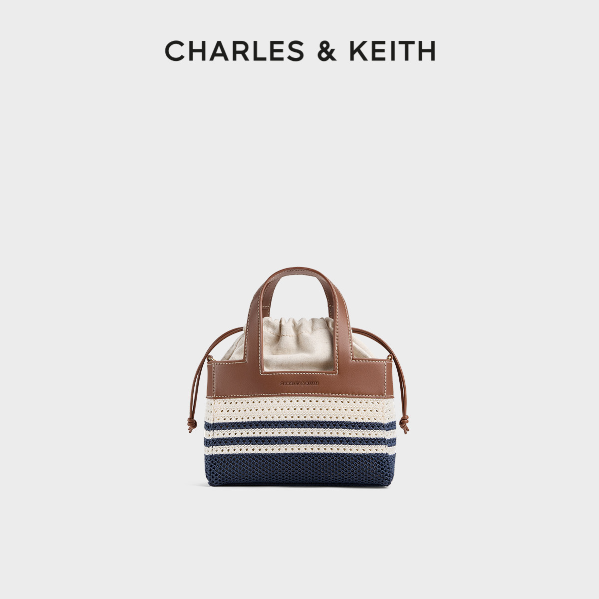 CHARLES&KEITH26秋女包CK11-30782847-A度假编织手提托特菜篮子包