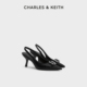 CHARLES&KEITH24新款 60361511尖头金属扣包头凉鞋 CK1 520礼物