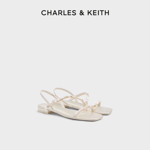 CHARLES&KEITH26夏季新款CK1-70580295简约细带亮片平底露趾凉鞋