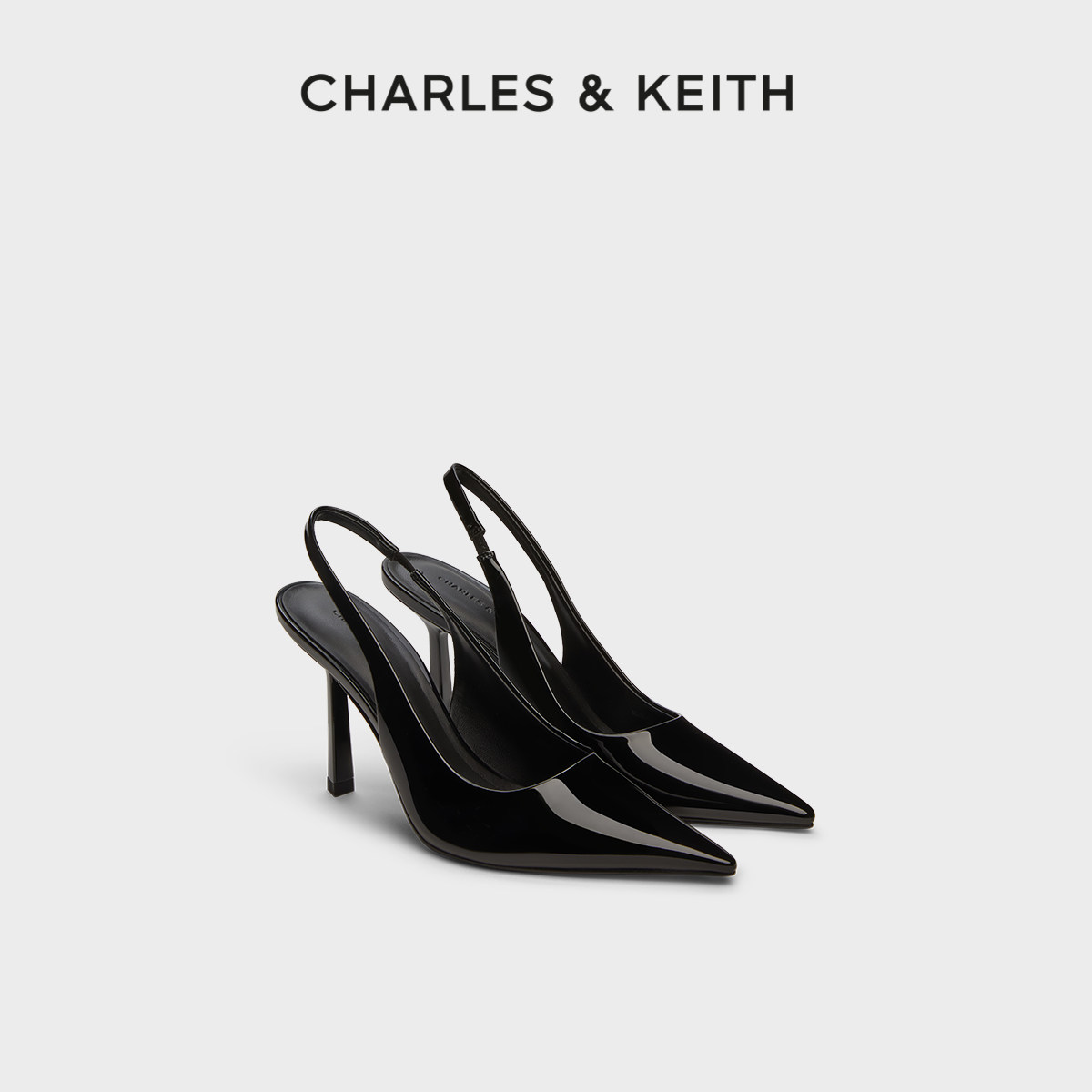 CHARLES&KEITH夏季女鞋CK1-60280451豹纹尖头气质包头凉鞋高跟鞋