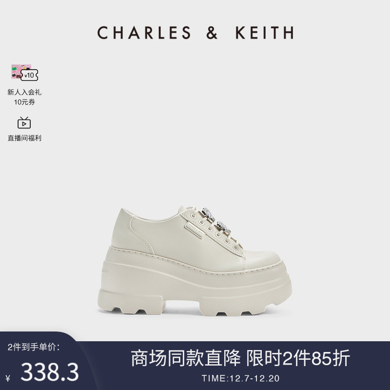 【冬季折扣】CHARLES&KEITH女鞋CK1-70920134厚底系带高跟乐福鞋