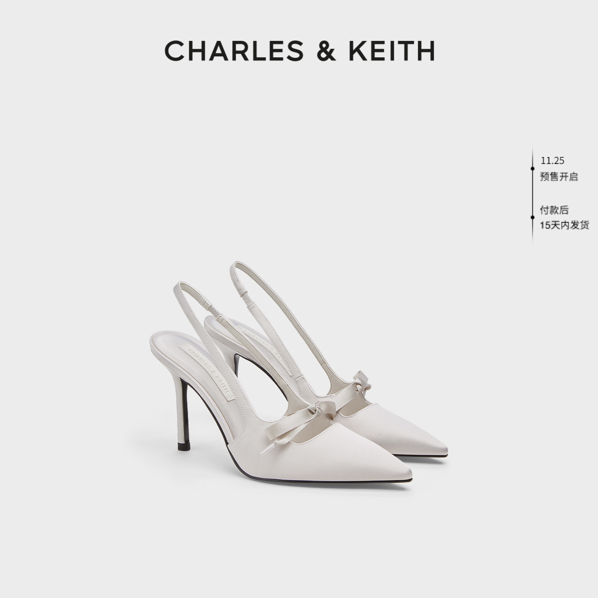 细腻缎面 立体蝴蝶结 高跟凉鞋