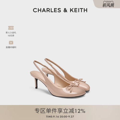 圆头蝴蝶结高跟鞋CHARLES&KEITH