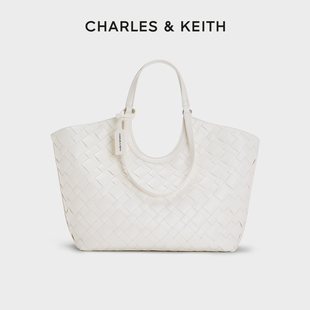 CHARLES&KEITH秋冬女包CK2 30701583复古编织大容量托特包腋下包