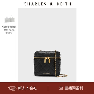 女包CK2 80271114绗缝菱格拉链斜挎小盒子包 CHARLES＆KEITH春季