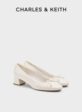 CHARLES&KEITH26春新款CK1-60920416蝴蝶结圆头低跟芭蕾舞鞋单鞋