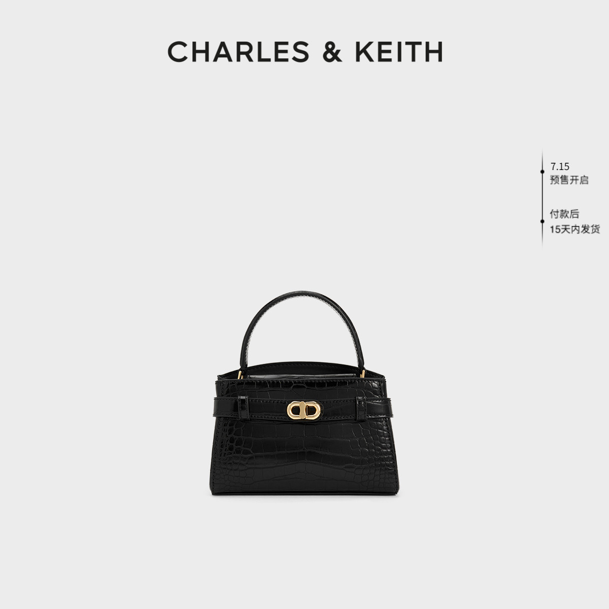 CHARLES&KEITH鳄鱼纹手提凯莉包