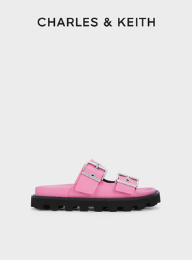 CHARLES&KEITH春季女鞋CK1-70381029铆钉皮带扣外穿平底拖鞋女鞋