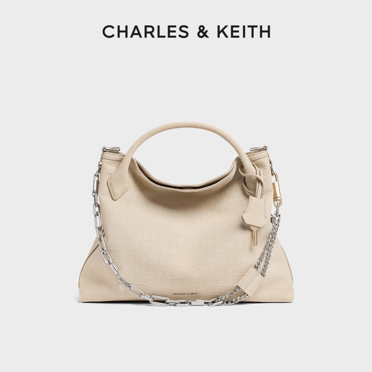CHARLES&KEITH26春新款CK2-30271708-1复古鳄鱼纹大容量托特包