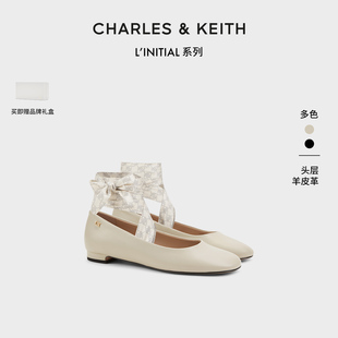 71790028绑带羊皮平底芭蕾舞鞋 单鞋 SL1 CHARLES&KEITH24春夏新款