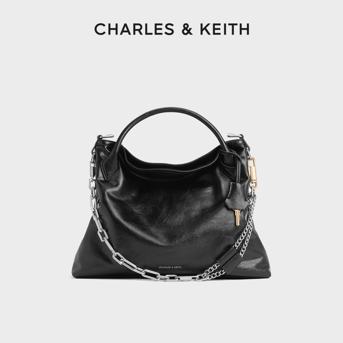 CHARLES&KEITH26春季新款CK2-30271708大容量链条手提单肩托特包