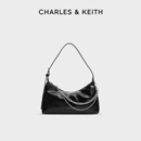 CHARLES&KEITH夏季 单肩褶皱腋下包女 女包CK2 40782472柔软拉链式
