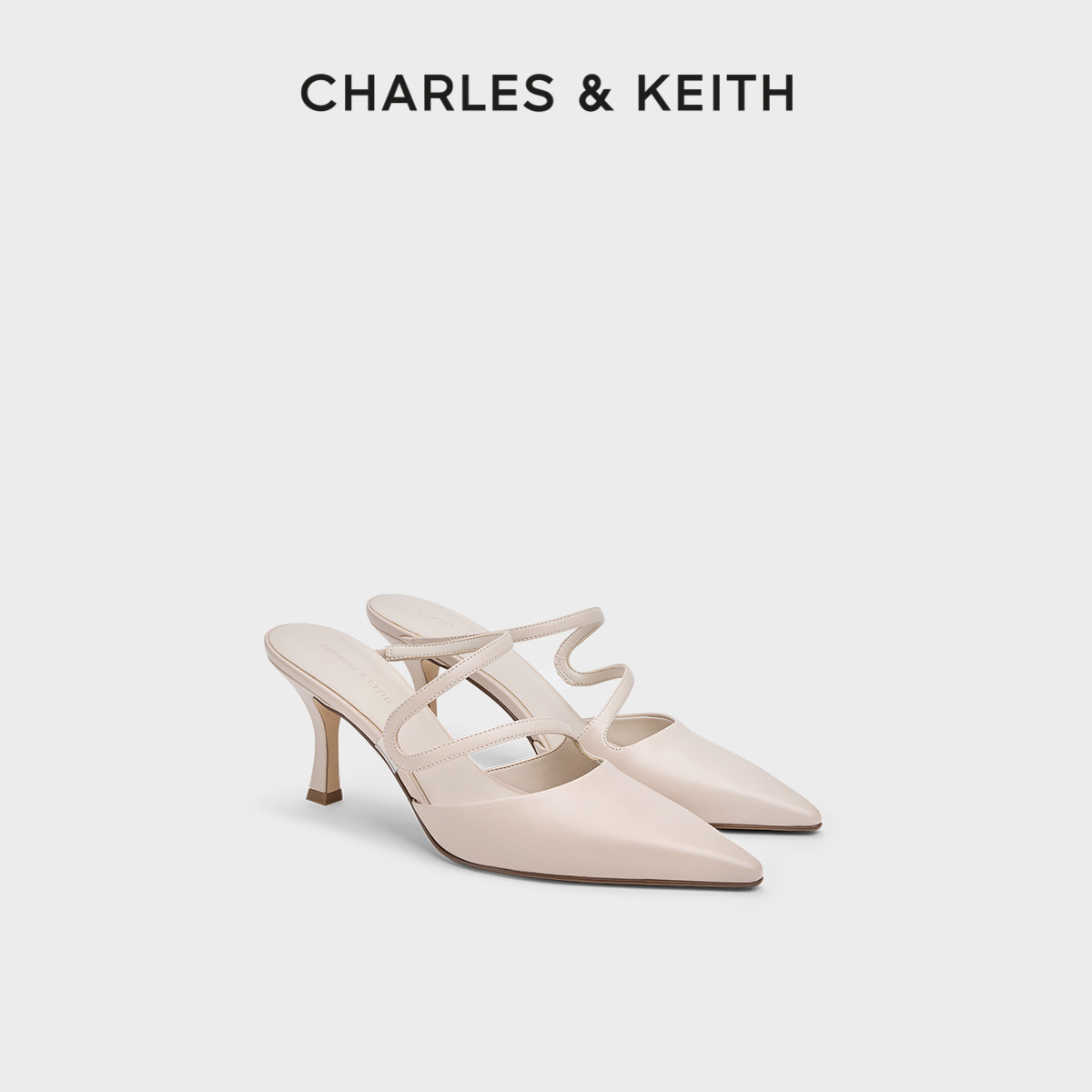 CHARLES&KEITH26夏新款CK1-60361618气质尖头高跟穆勒鞋包头拖鞋图片