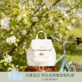 CHARLES&KEITH春季 60151400菱格大容量柔软多用双肩包女 女包CK2