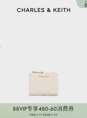 CHARLES&KEITH26春新款CK6-10770729菱格纹多卡位短款钱包零钱包