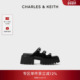 70381017厚底细条带外穿露趾凉拖鞋 CHARLES&KEITH秋冬女鞋 CK1 女