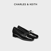 CHARLES&KEITH25冬季 60361599粗花呢方跟蝴蝶结玛丽珍鞋 新款 CK1