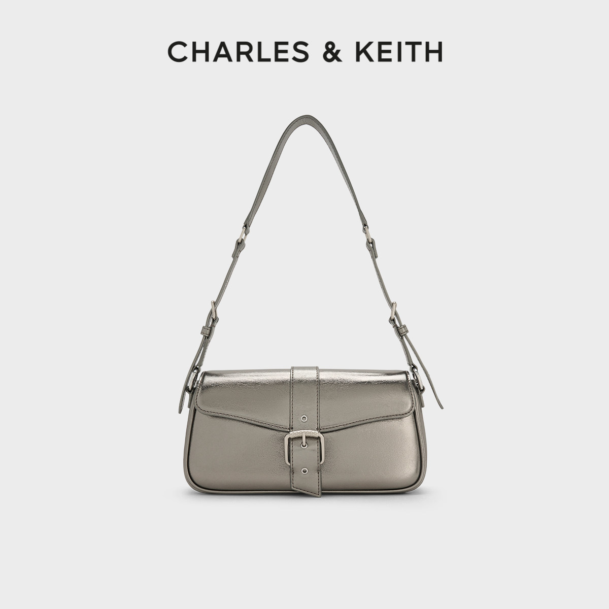 CHARLES&KEITH25秋新CK2-20671797时尚方扣绑带单肩腋下包斜挎包,箱包皮具/热销女包/男包,腋下包,淘宝优惠券,粉丝福利购,淘宝优惠卷