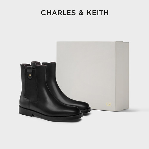 CHARLES＆KEITH牛皮革切尔西靴