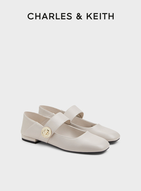 CHARLES&KEITH秋冬女鞋CK1-70920166金属圆扣两穿平底玛丽珍鞋