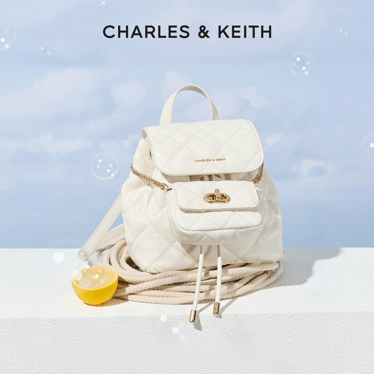 【毕业礼物】CHARLES&KEITH女CK2-60151400菱格大容量多用双肩包