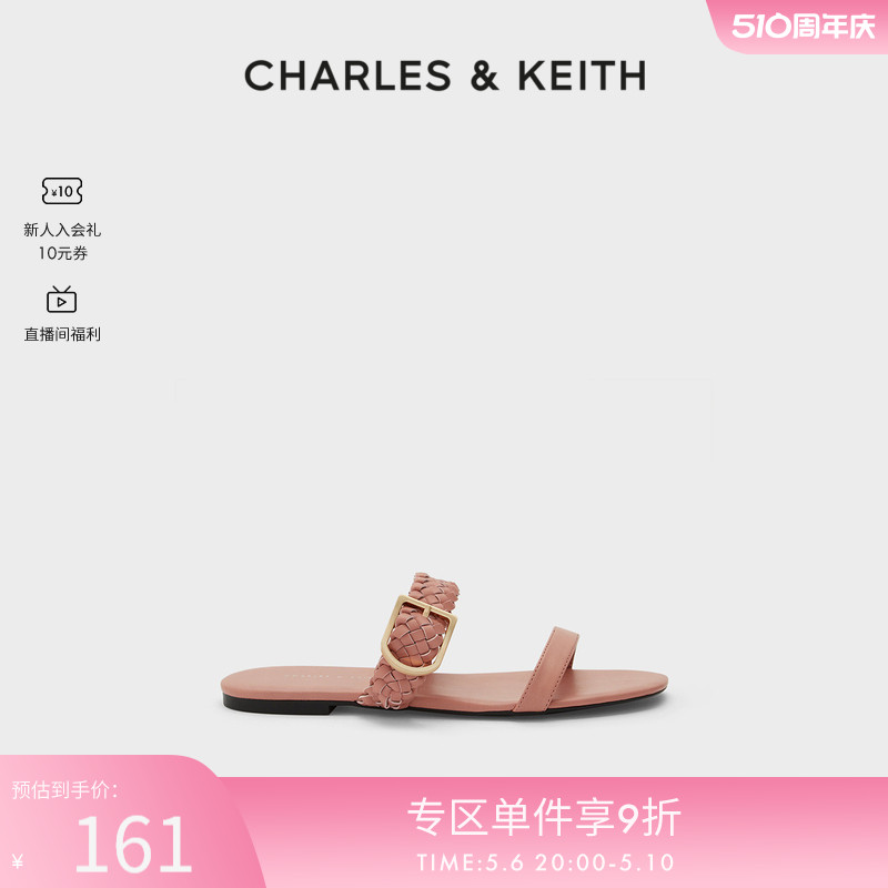 CHARLES＆KEITH春夏女鞋CK1-70280019女士编织绊带平底外穿凉拖鞋-封面