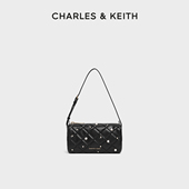 20701600 CHARLES&KEITH25冬新款 CK2 B菱格珍珠饰手提斜挎腋下包